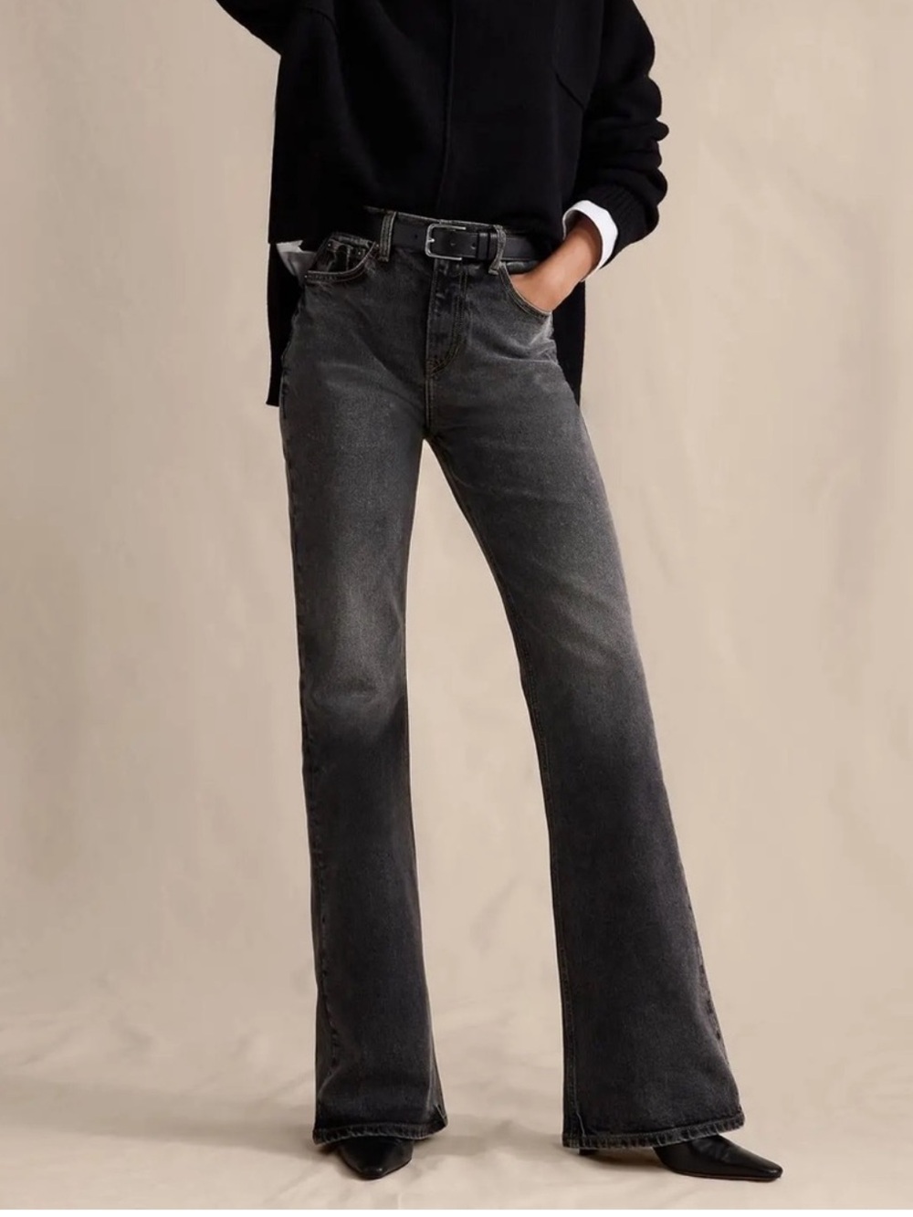BANANA REPUBLIC HIGH-RISE BOOTCUT JEAN - Washed Black